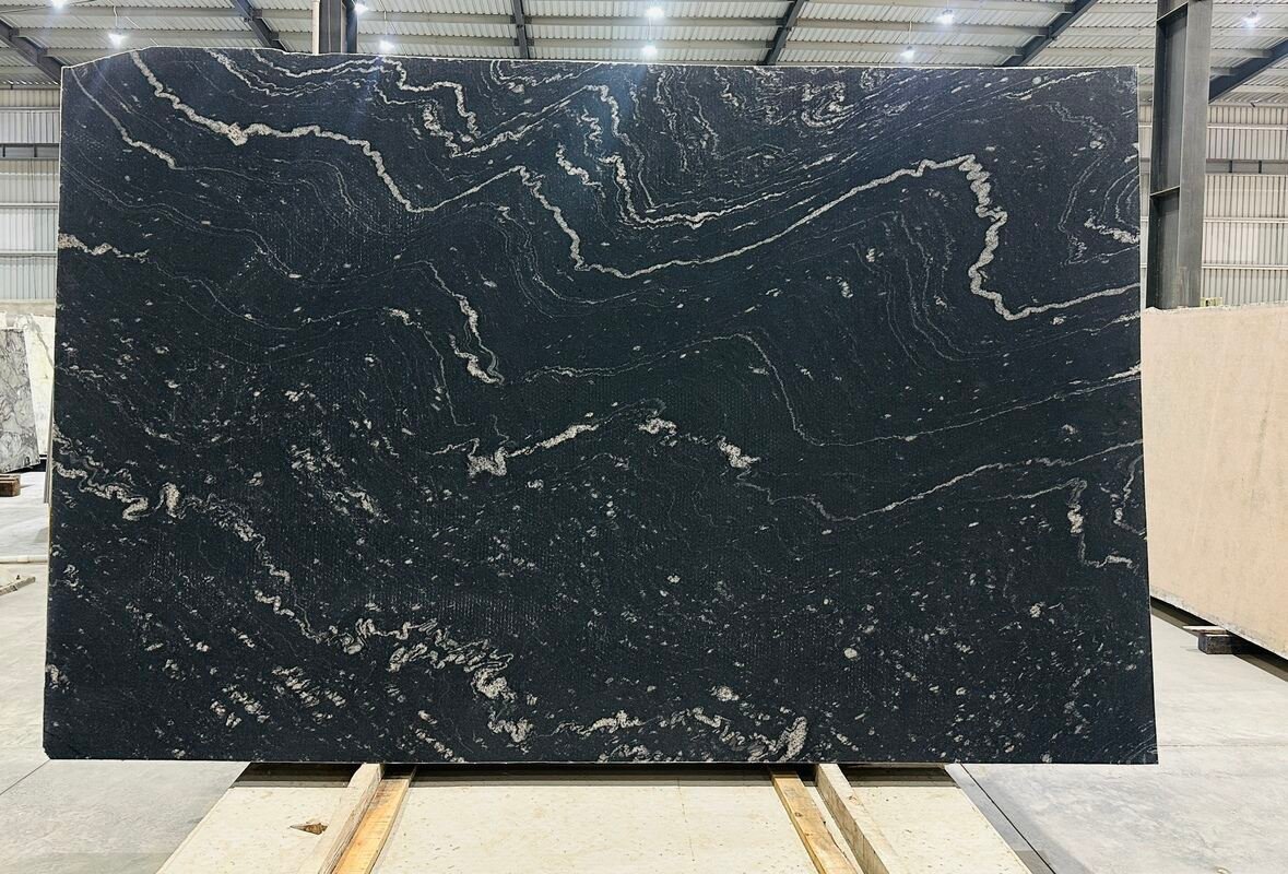 Forrest Black granite Slabs leathered